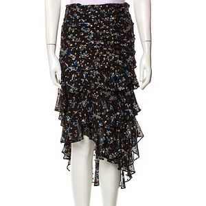 Veronica Beard Cella Metallic Floral Silk Skirt